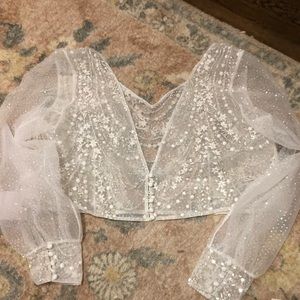 Sparkly blousen sleeve bridal topper